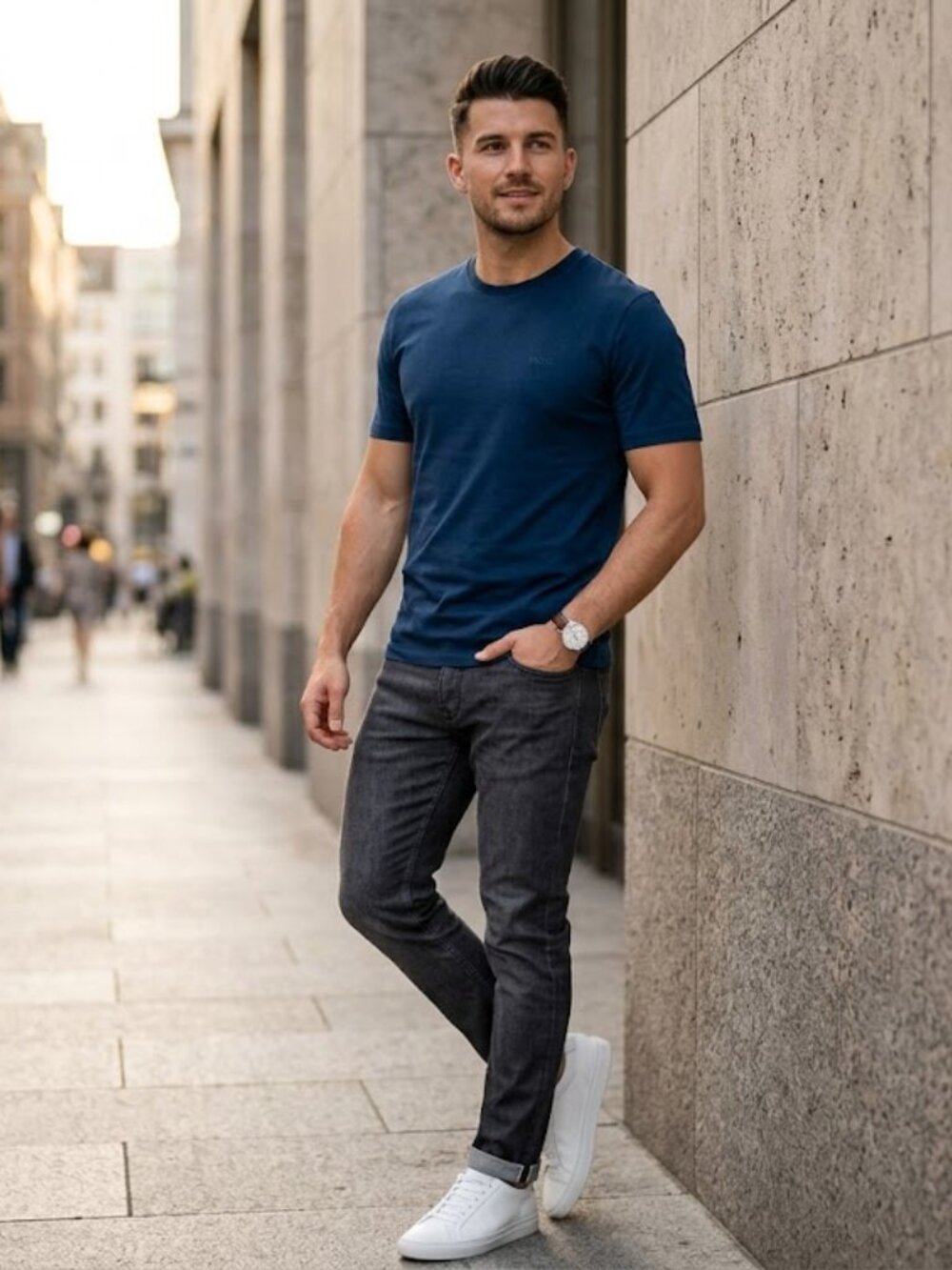 Boss Deep Blue Short Sleeve Tee Large‎